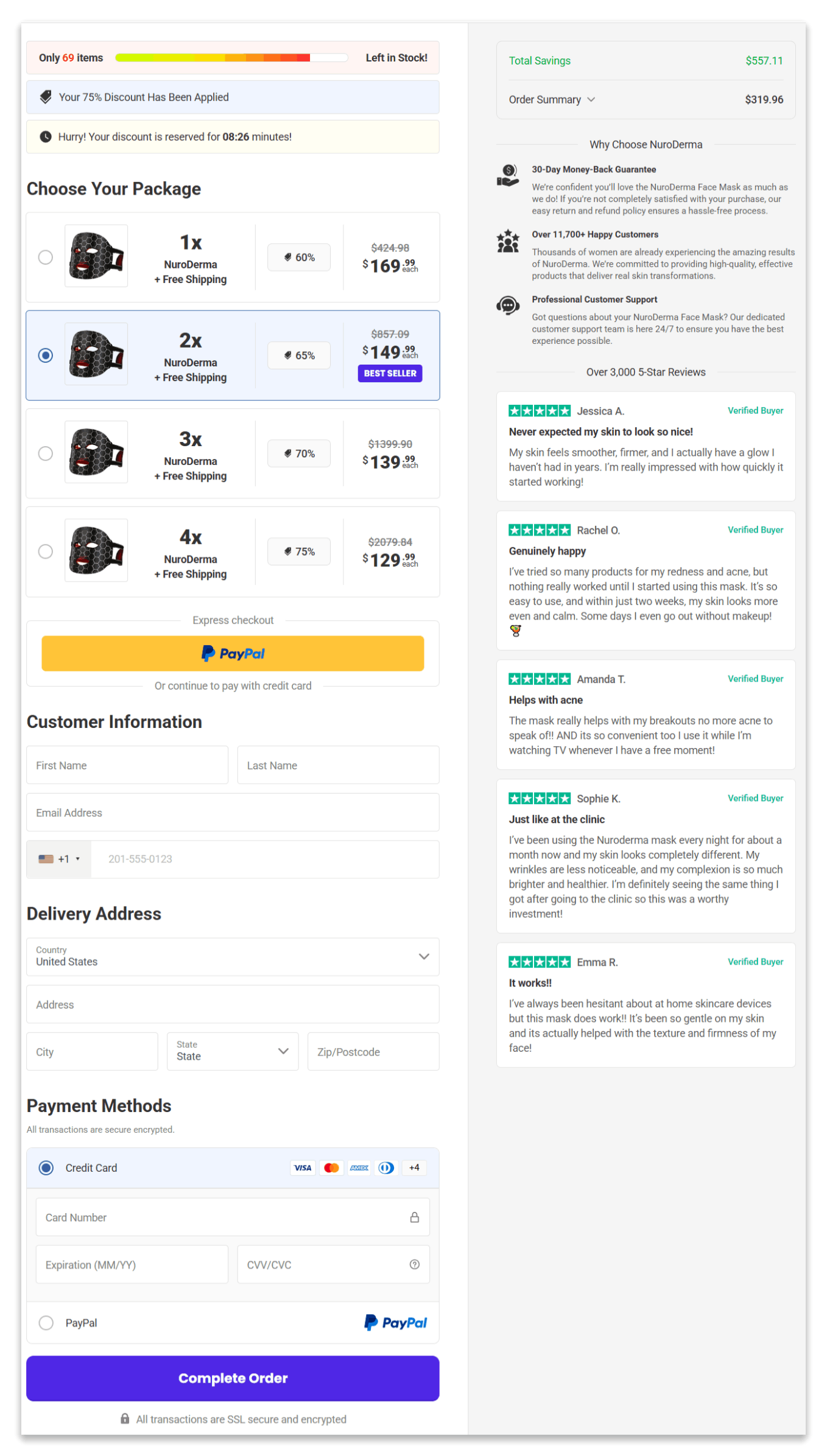 NuroDerma secure checkout page